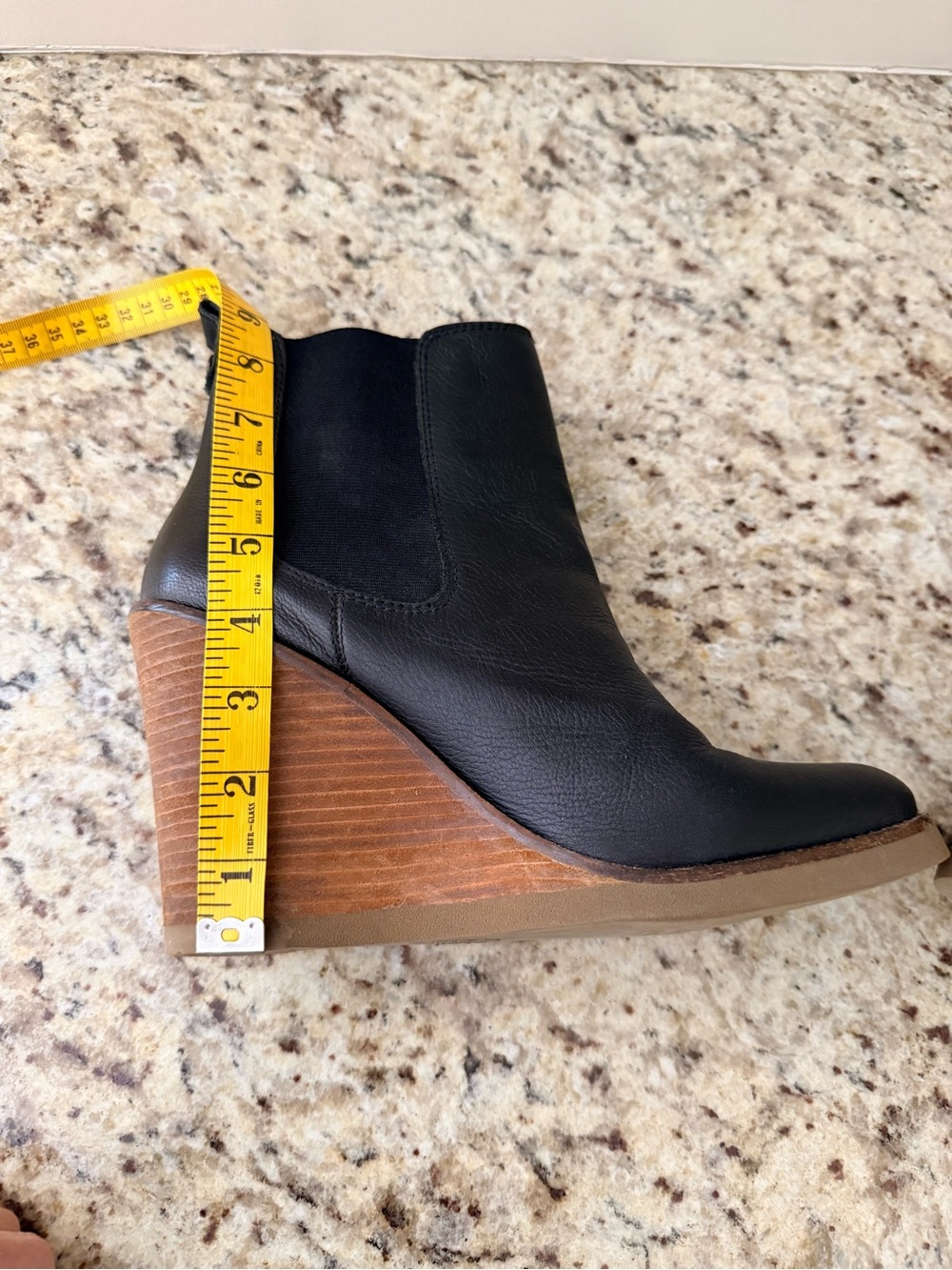 Lucky Brand Black Leather Chelsea Wedge Ankle Boots - Picture 4 of 6